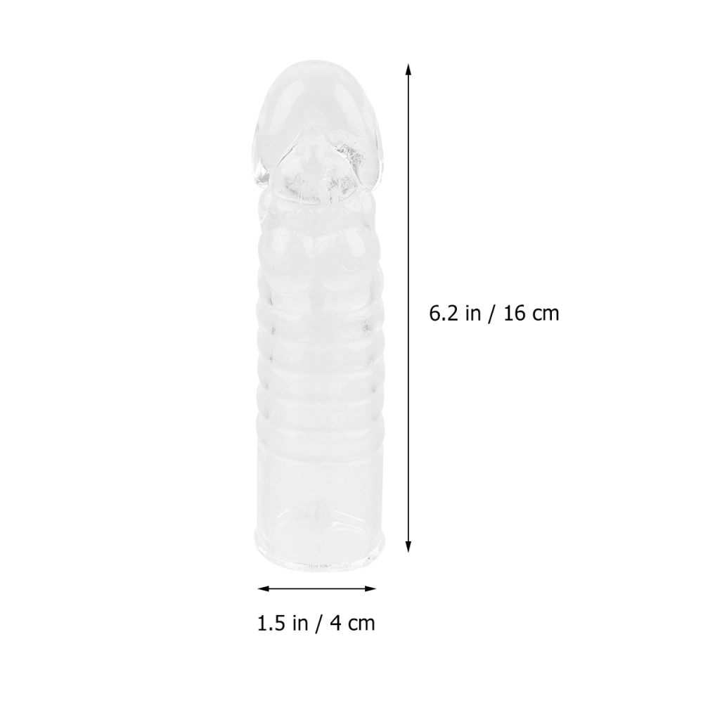 Lifelike Penis Holder TPE Penis Cover Lengthened Men Penile Sleeve Climax Stimulator Male Sex Massage Supply (Crystal White)