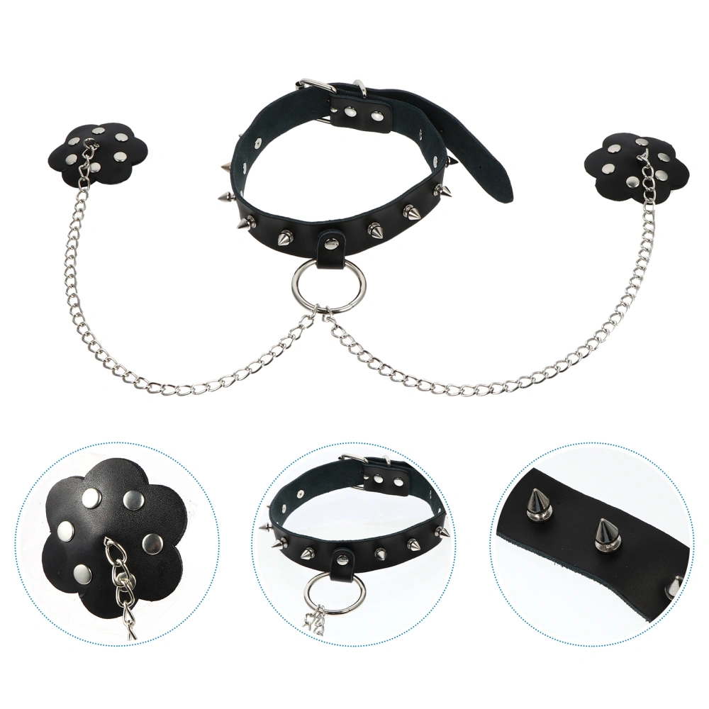 1 Set Pasties with Collar Cover Choker Flirting Collar SM Toy