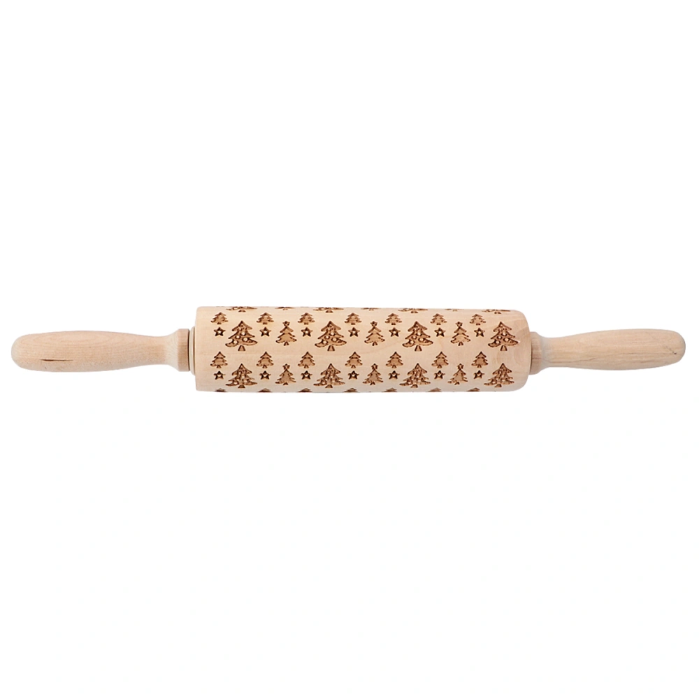 Christmas Themed Rolling Pin Non-stick Rolling Stick Wooden Dough Roller