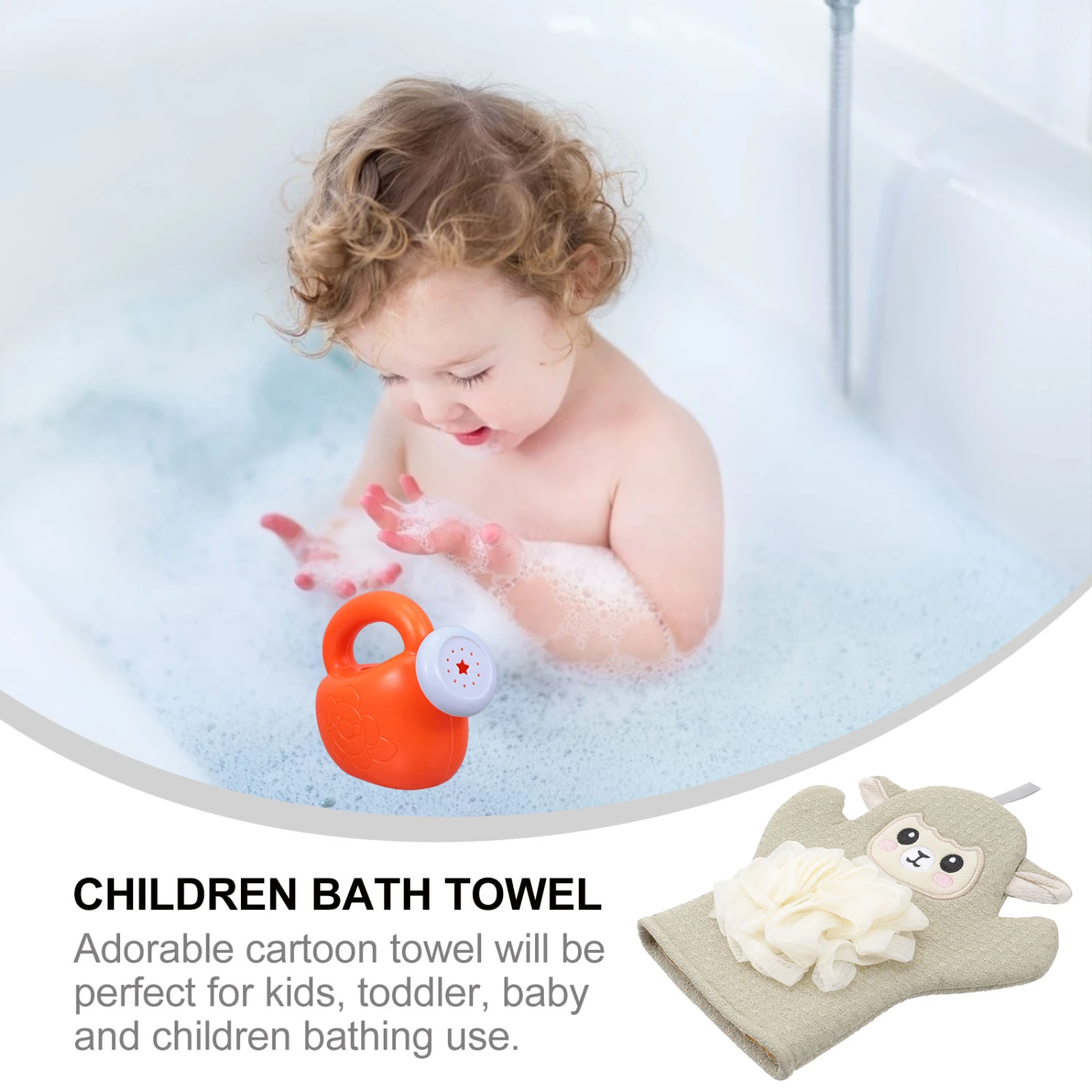 Adorable Cartoon Toddler Bath Towels Kids Bath Comfortable Scrubbing Towel