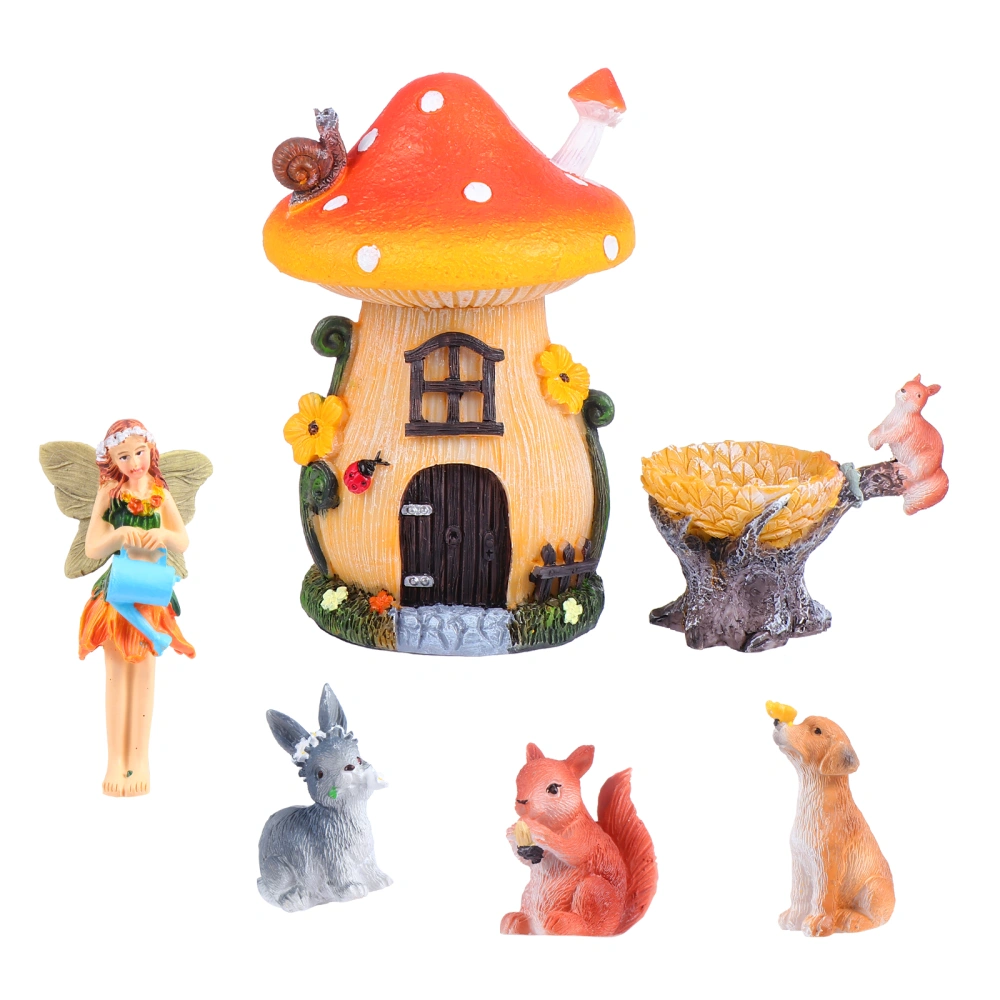 1 Set Mini Fairy Mushroom House Ornament Resin House Miniature Landscape