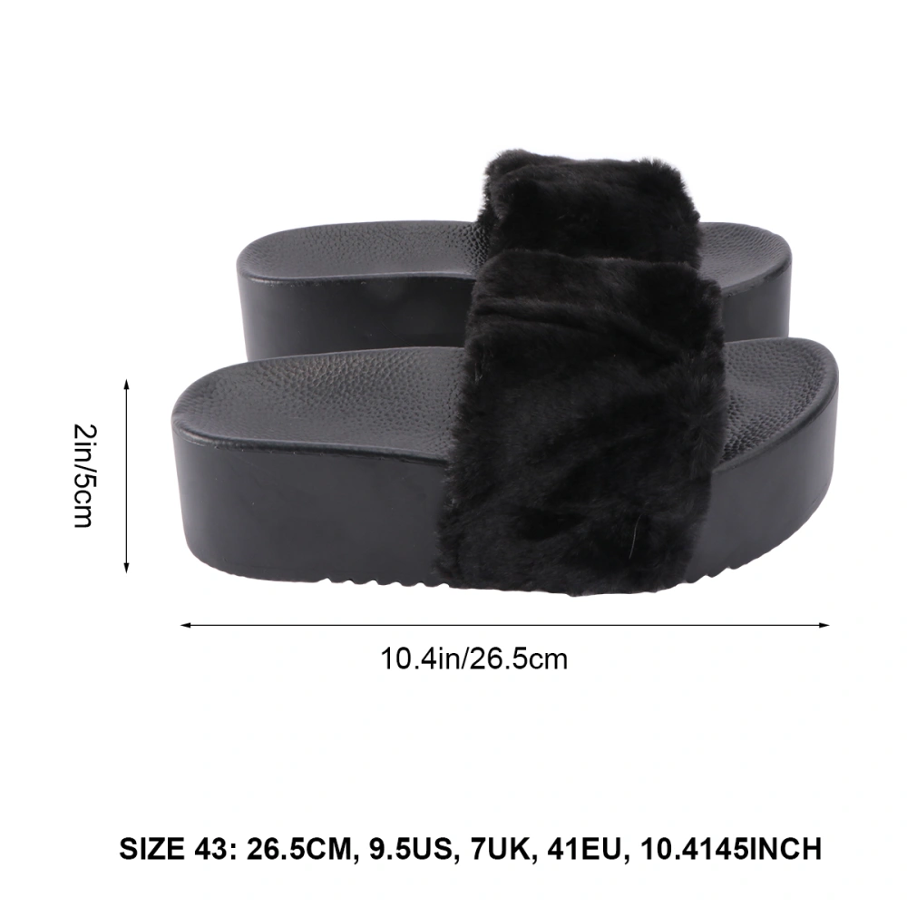 1Pair Woman Fur Shoes Thick-soled Shoes Cotton-padded Shoes Flat Base Slippers