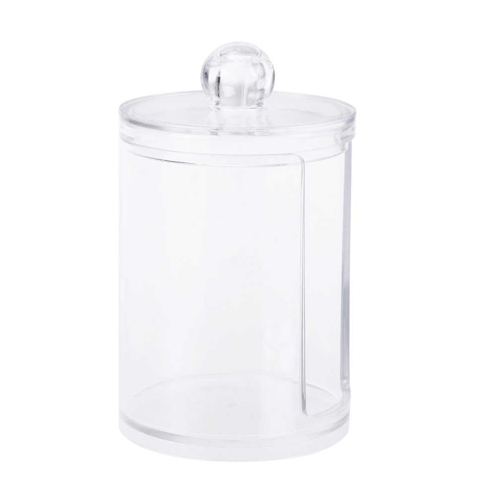 Plastic Canister Clear Cotton Swab Organizer Storage Case Round Container Makeup Holder Box (Clear)