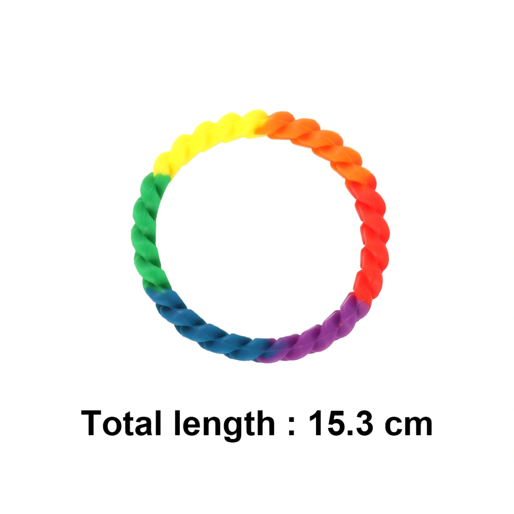 Silicone LGBTQ Bangle Rainbow Color Segmented Bracelet Gay Lesbian Pride Bracelet Fashion Unique Wristband