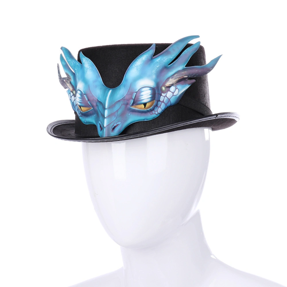 Carnival Party Non-woven Fabric Hat Gothic Blue Dragon Hat Vintage Punk Style Men and Women Hat Dragon Cosplay Costume Accessories