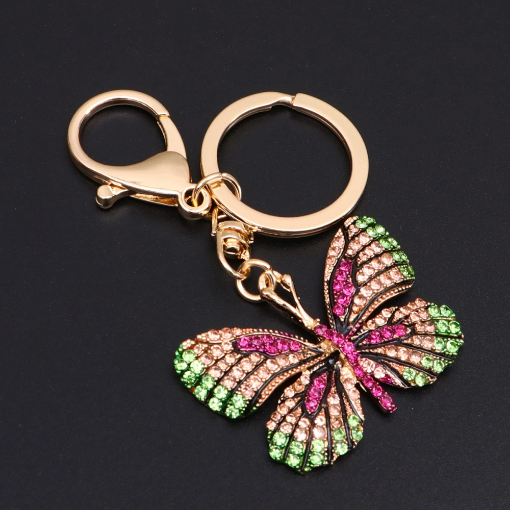 1pc Shape Keychain Rhinestone Keyring Metal Bag Pendant Gift Key Chains for Women Kids Purple Red