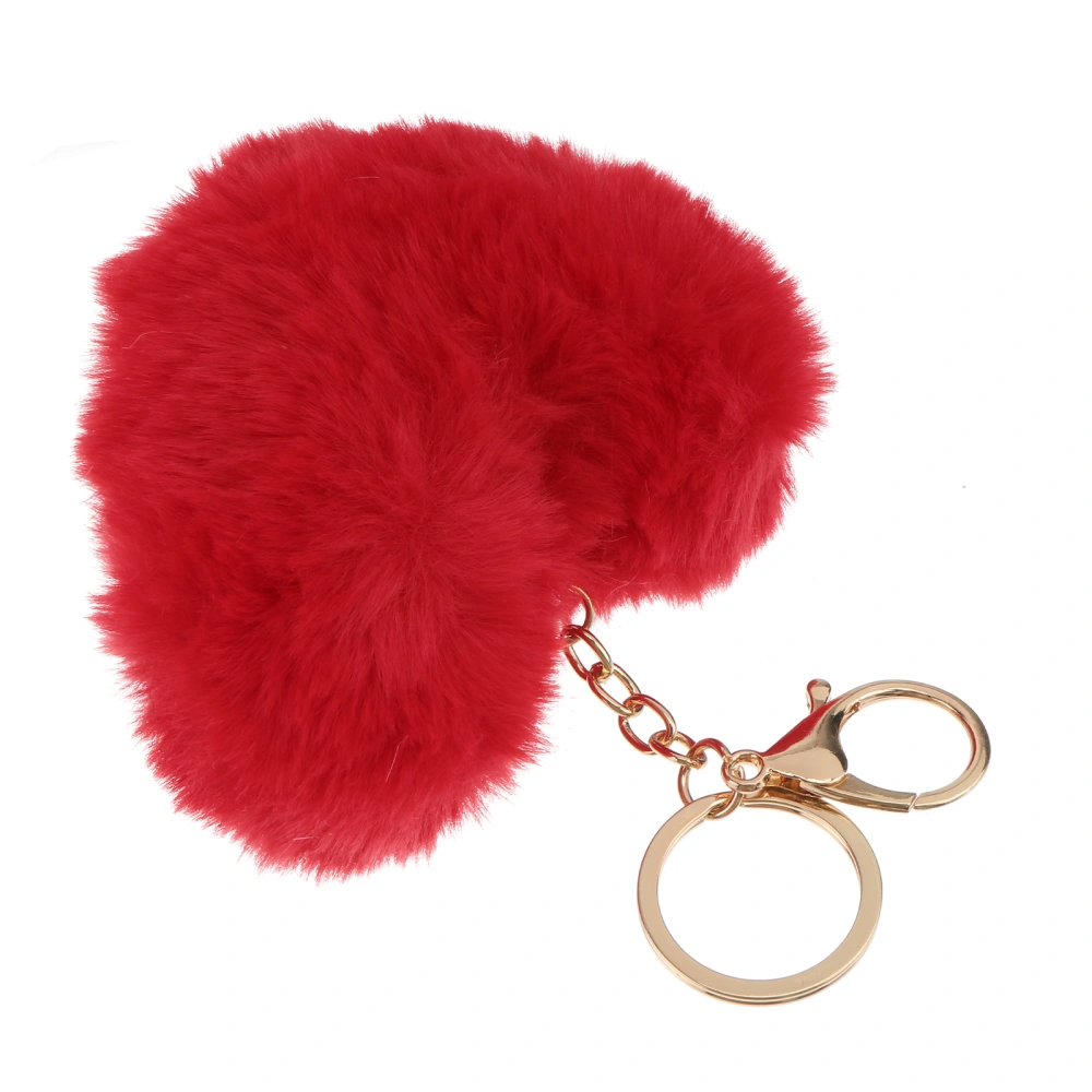 1Pc Adorable Heart Shape Keychain Furry Heart Ball Bag Pendant Gift Key Ring