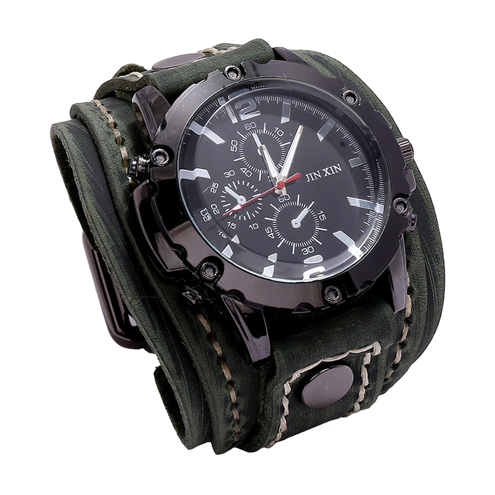 Men Watch Casual Wristwatch Cowhide Strap Watch Men Big Dial Watch Decor