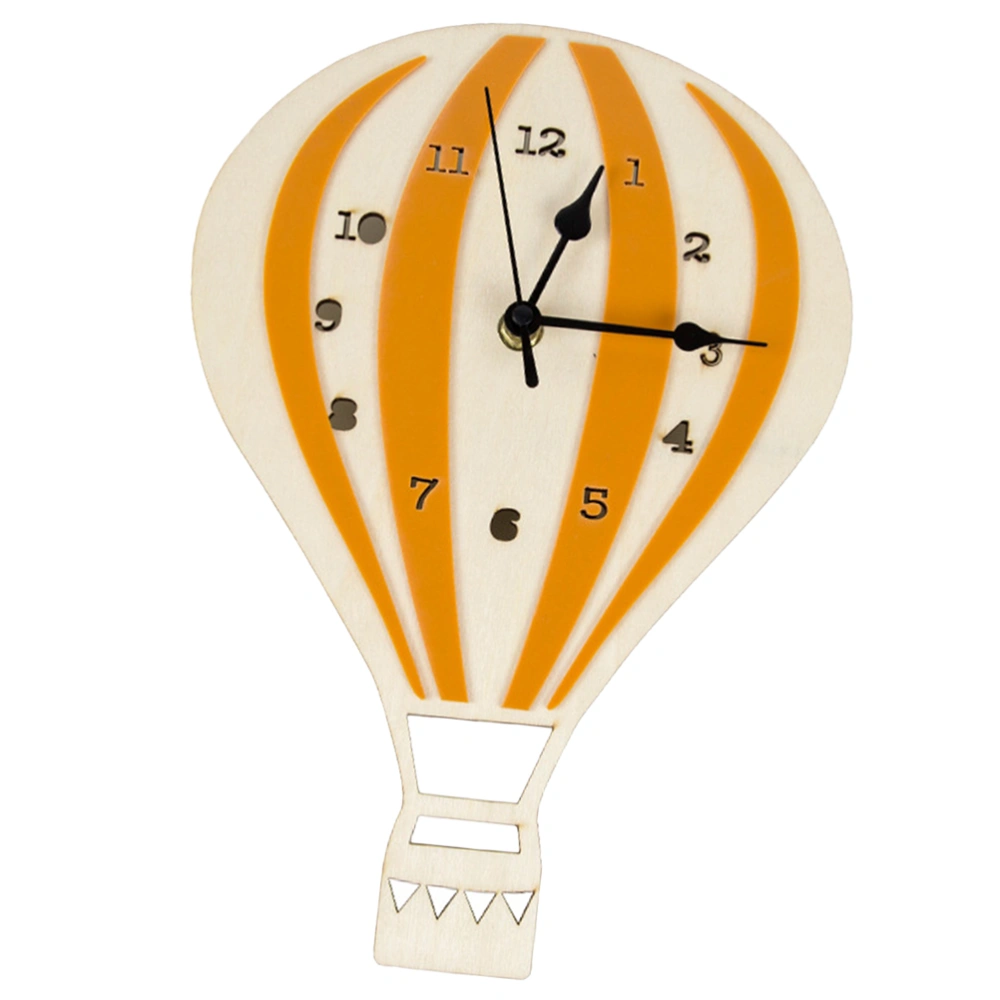 Hot Air Balloon Shaped Wall Clock Mute Wall Decorative Clock Art Decor Wall Clock for Home Office Living Room without Battery (Orange)