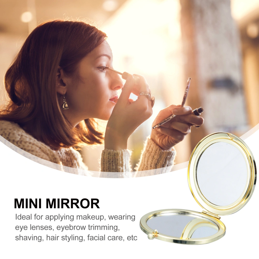 2pcs Makeup Mirror Double Sided Round Compact Mirror Handheld Hollow Mirror