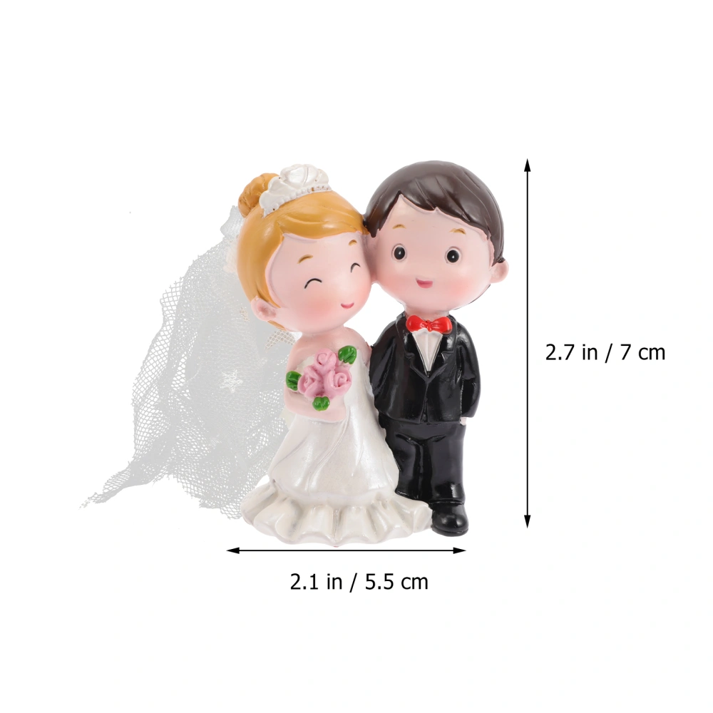 Creative Bride and Groom Topper Cartoon Resin Couple Figurines Wedding Decor