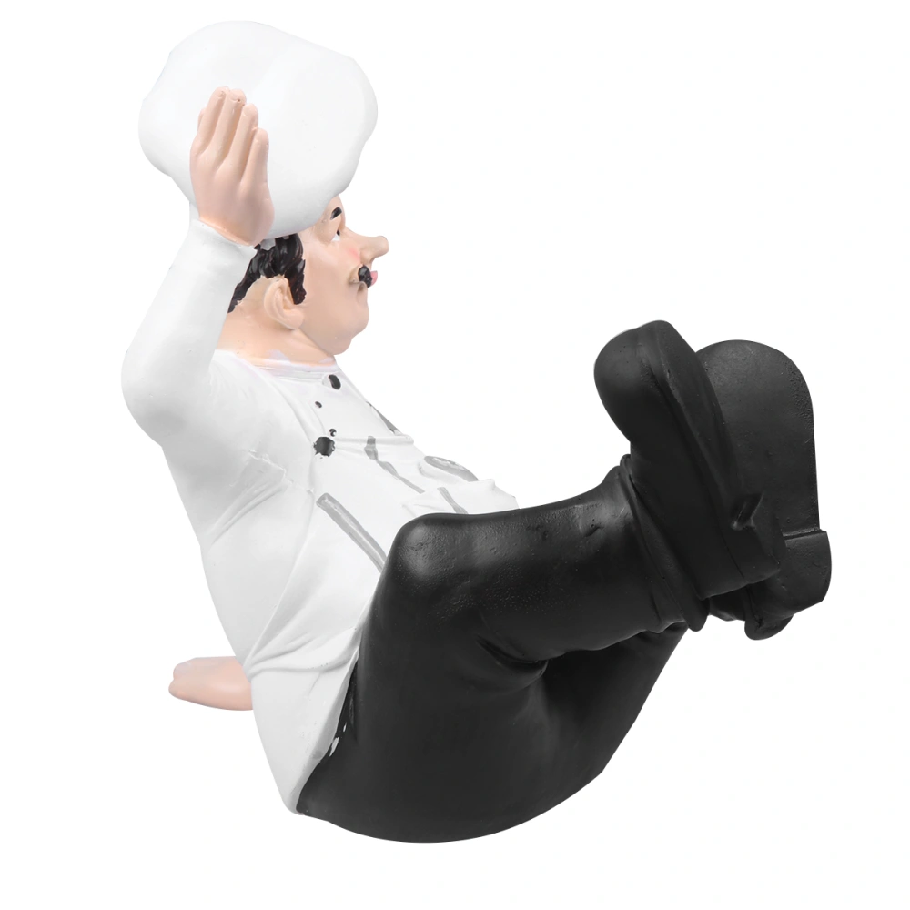 1PC Cook Model European Style Mini Resin Chef Figurine Statue Adornment for Bar Restaurant (Ground Chef)