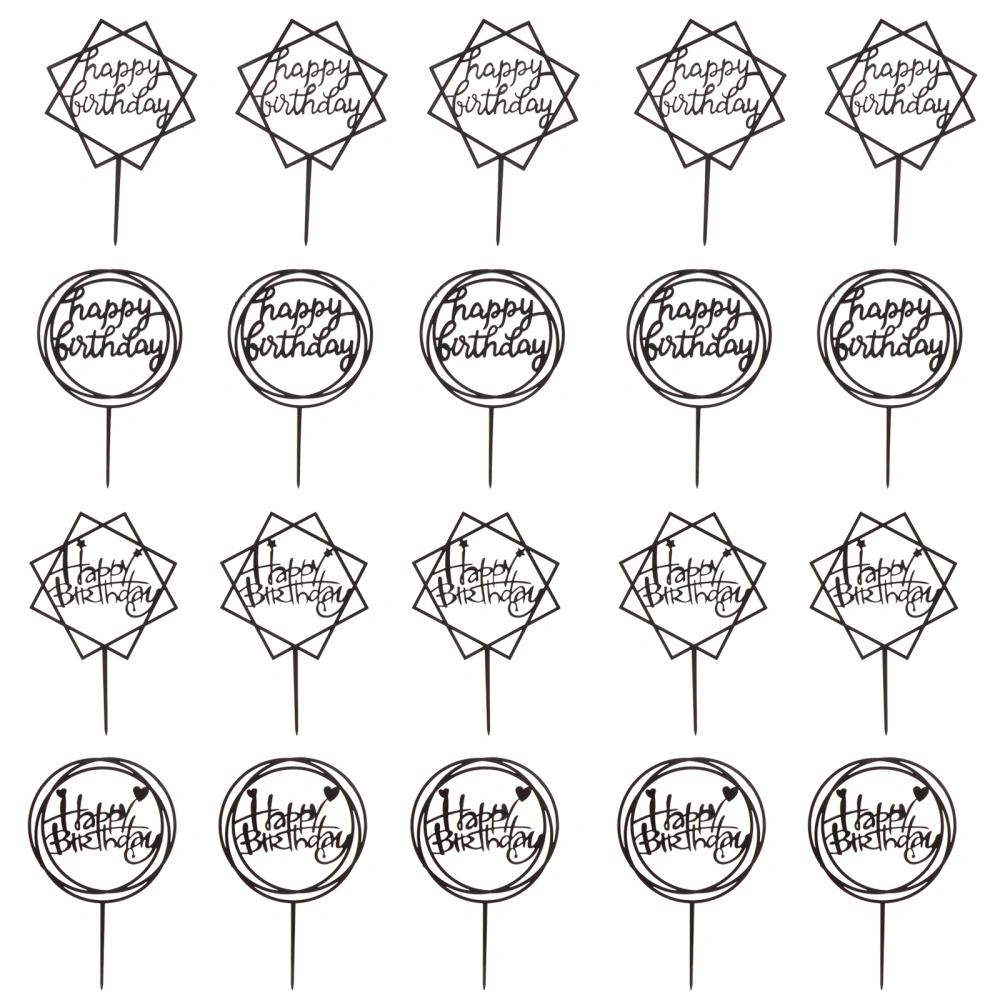 20 Pcs Birthday Cake Toppers Creative Cake Picks Cake Ornaments (Mixed Style)