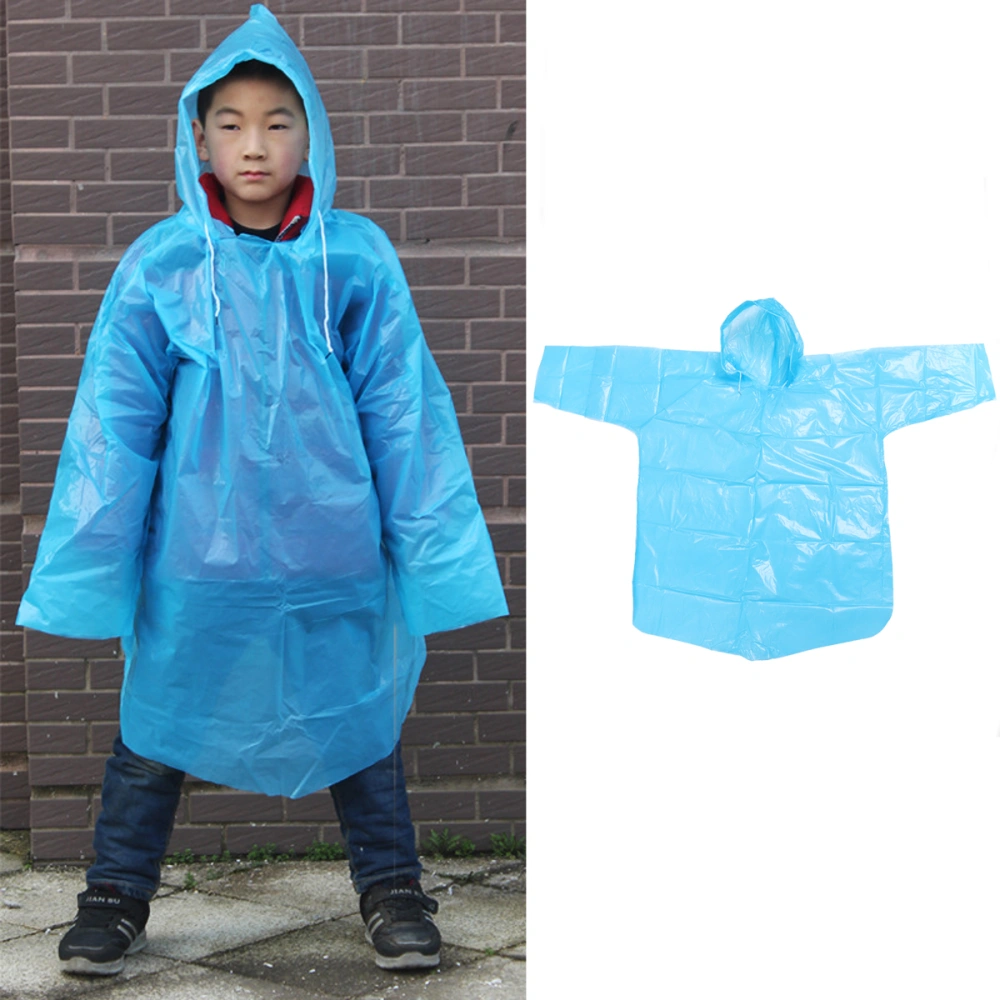 2pcs Children Windproof Rain Poncho Disposable Hooded Raincoat Unisex Raincoats for Sports Hiking Cycling (Rain + Rain Pants, Blue)