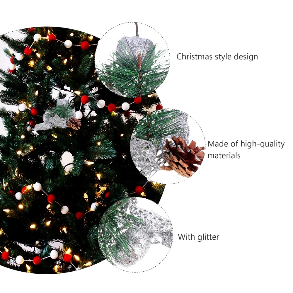 1Pc Decorative Christmas Flower Arrangement Artificial Glitter Lifelike Twigs