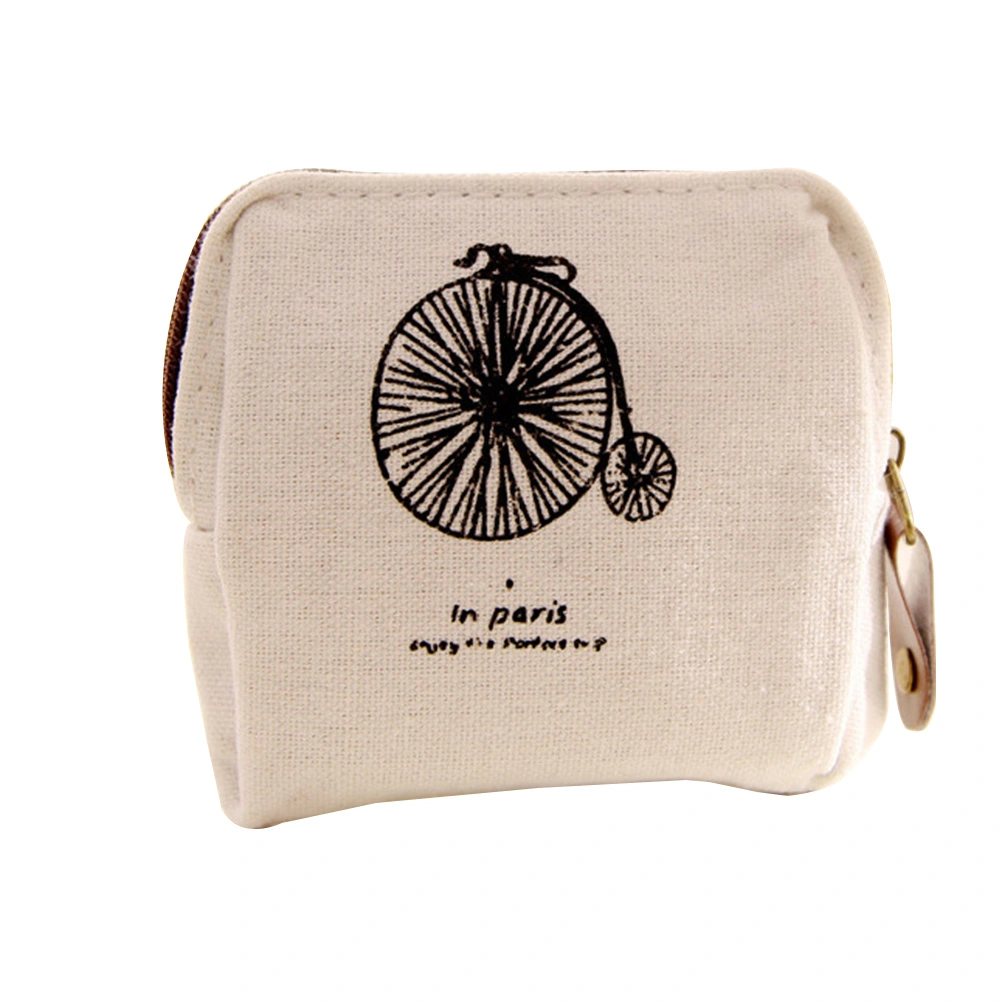 Excellent Quality Vintage Classic Women Girls Canvas Coin Purse Zip Wallet Small Mini Bag Case Pouch Holder Retro Money Bags Gift (Bicycle)