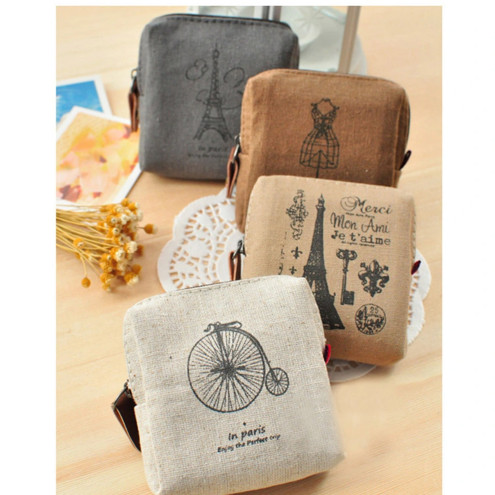 Excellent Quality Vintage Classic Women Girls Canvas Coin Purse Zip Wallet Small Mini Bag Case Pouch Holder Retro Money Bags Gift (Bicycle)