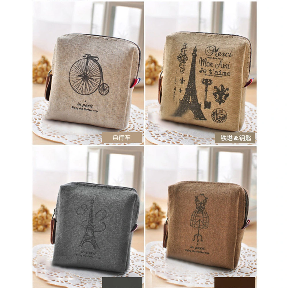 Excellent Quality Vintage Classic Women Girls Canvas Coin Purse Zip Wallet Small Mini Bag Case Pouch Holder Retro Money Bags Gift (Bicycle)