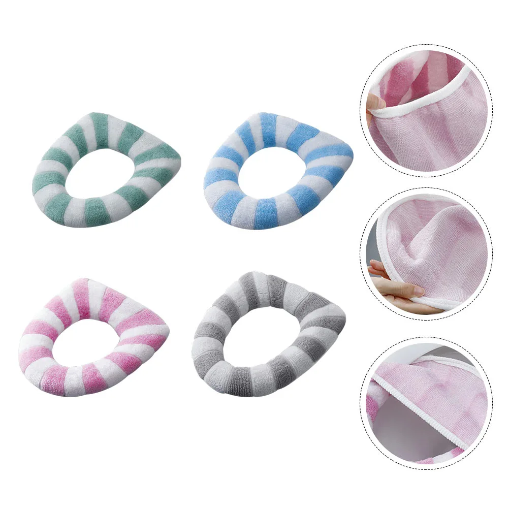4Pcs Coat Type Toilet Seat Cushion Winter toilet Mat Seat Cushion (Random Color)