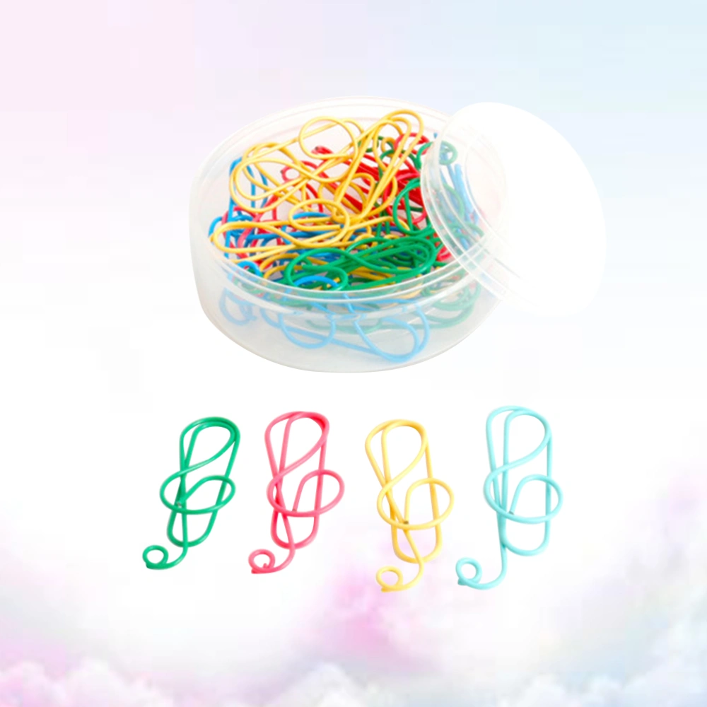 20pcs Colorful Note Shaped Paper Clip Paper Holder Creative Metal Paper Clamp Bookmark for Home Office School Random Color