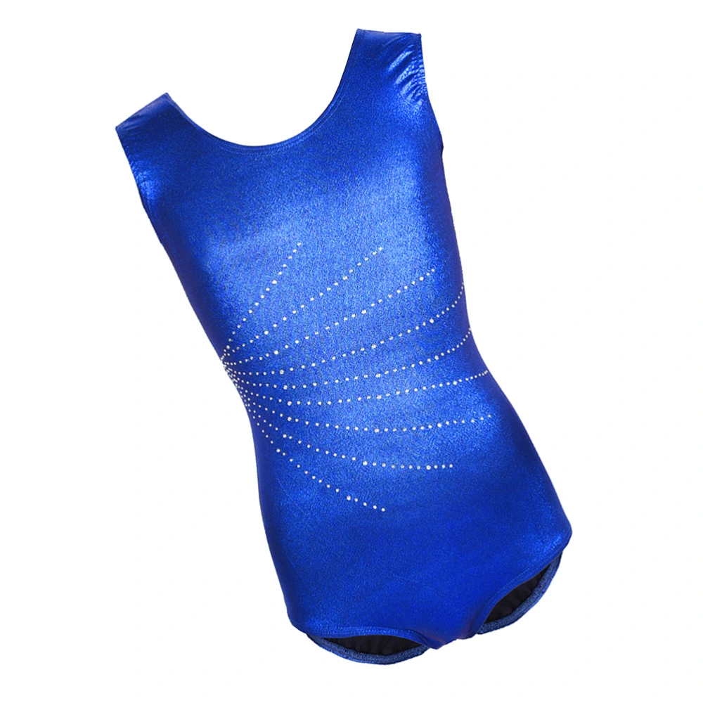 Metallic Luster Ballet Leotard Sleeveless Gymnastics Suit Dance Practice Bodysuit for Kids Girls (Dark Blue, for 7-8Y)