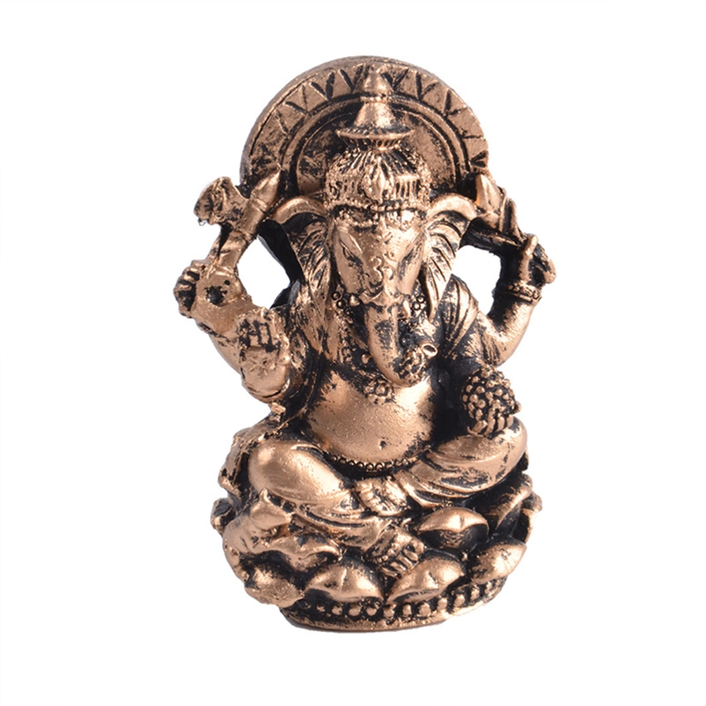 Ganesha Desktop Adornment Resin Ganesha Ornament Elephant God Desktop Ornament (Golden)