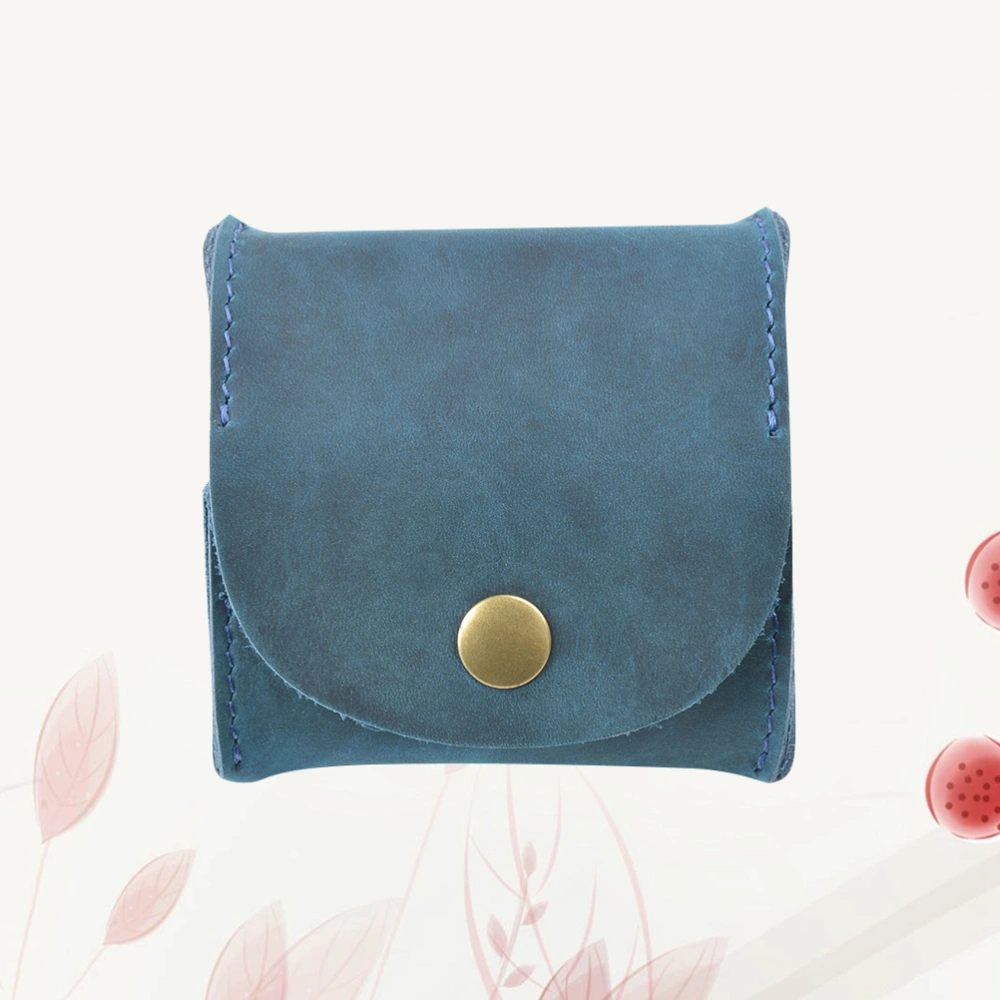 Retro Style Leather Coin Purse Mini Wallet Storage Pouch Case Coin Pocket Travel Bag Key Storage Bag (Blue)