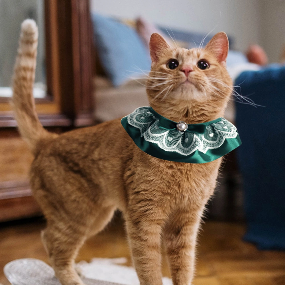 Pet Costume Cat Lace Apparel Scarf Collar with Pearl and Bow Embellishment