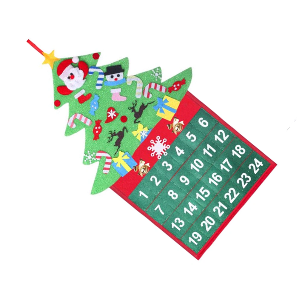 1PC Christmas 24 Days Countdown Calendar Christmas Tree Shaped Wall Door Hanging Ornament
