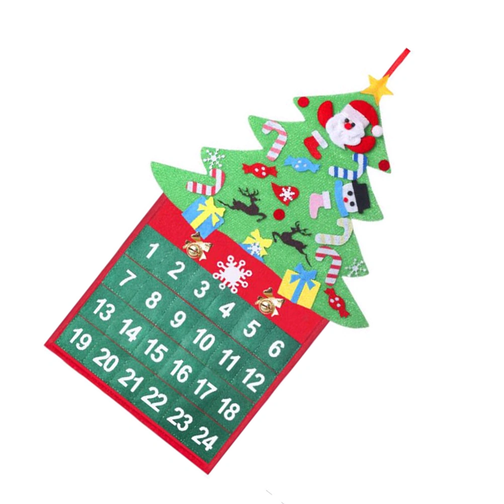 1PC Christmas 24 Days Countdown Calendar Christmas Tree Shaped Wall Door Hanging Ornament