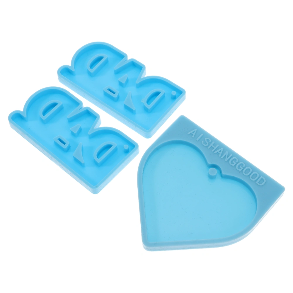 3 Pcs Creative Heart Shape Mold Dad Letter Molds DIY Silicone Mold Pendant Molds