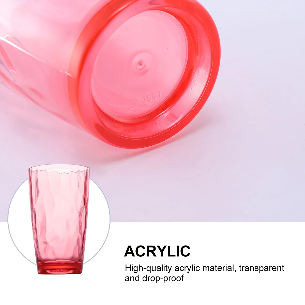 1pc Acrylic Cup Transparent Cup Shatter-resistant Water Grain Pattern Cup