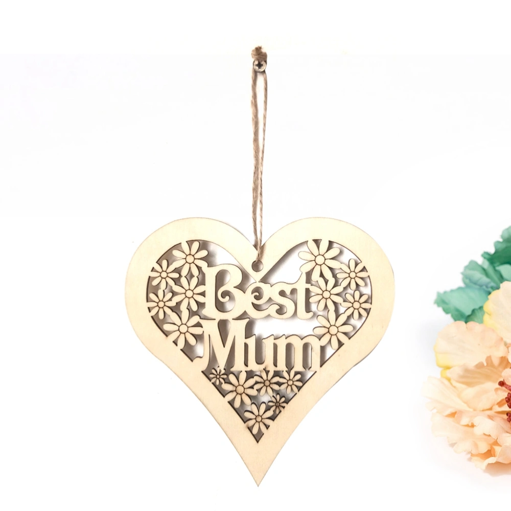 Mother's Day Wood Hanging Hollow Flower Love Decor Hanging Drop for Festival Home Party Gathering