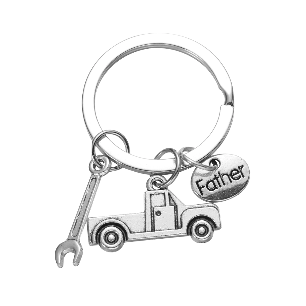 2pcs Wrench Key Holder Truck Pendant Letter Printing Key Rings Father Keychains Ornaments Fathers Day Craft Gift