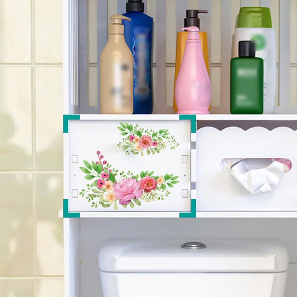 2pcs Flowers Closestool Stickers Creative DIY Decals Waterproof Toilet Decor for Bathroom Washroom (01+03)