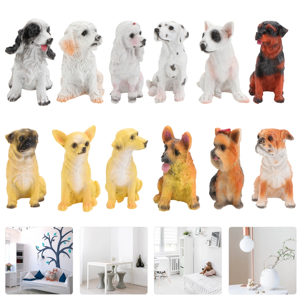 12pcs Simulation Animal Model Dog Decor Children's Edcational Toy Photo Prop