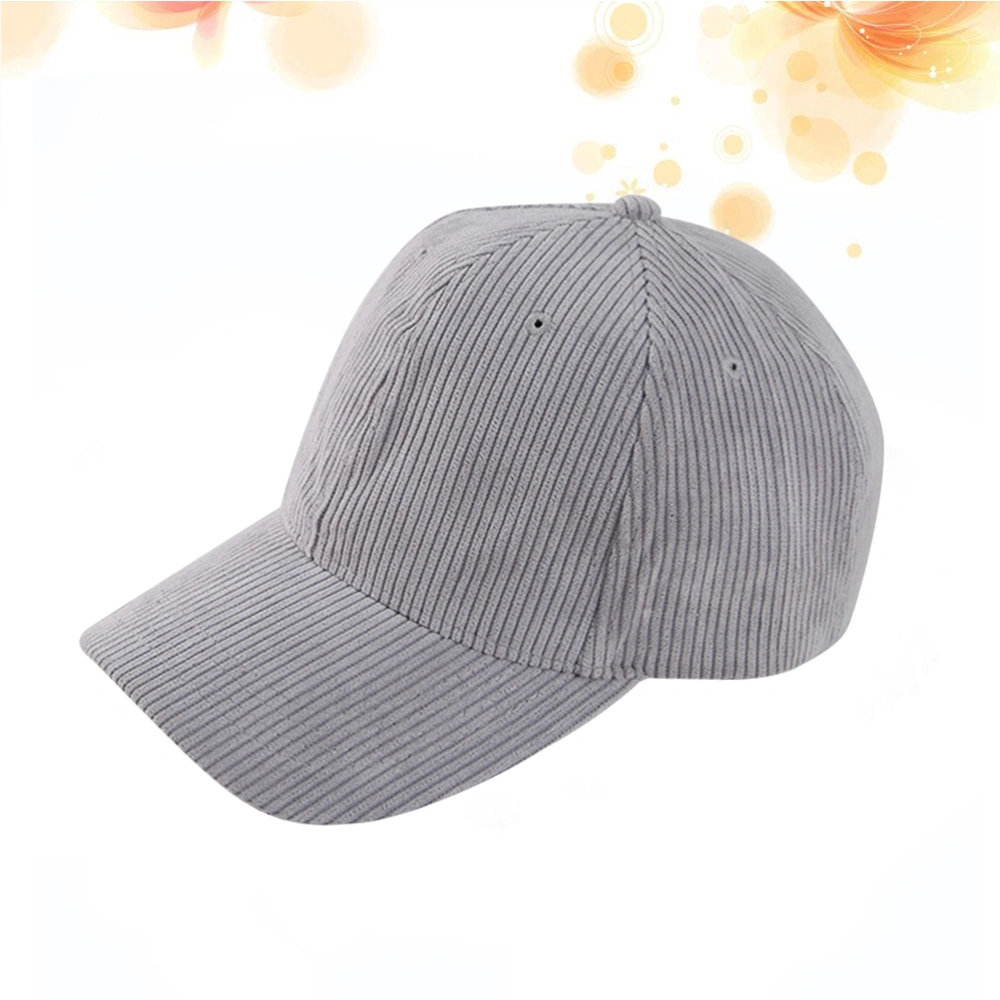 1PC Fashion Peaked Corduroy Baseball Adjustable Sun Block Hat for Outdoor Travel (Grey)