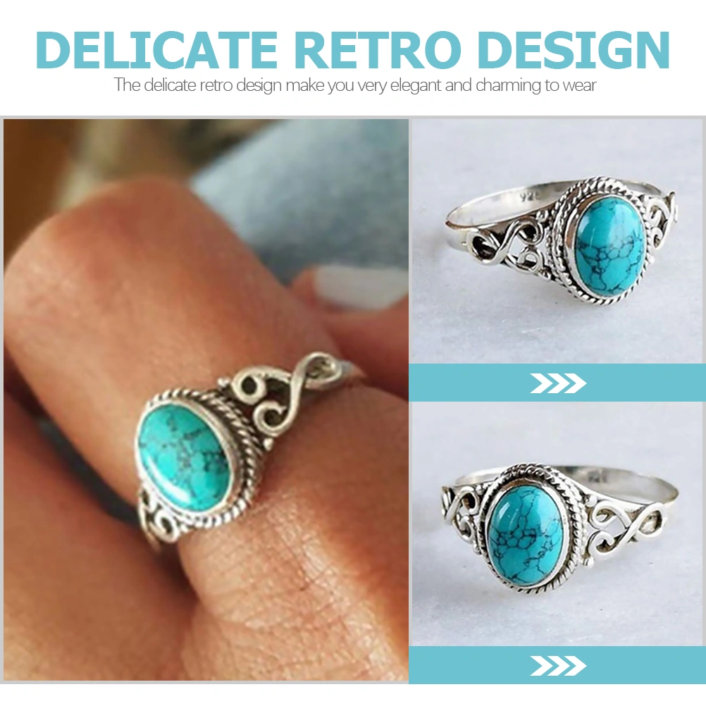 Turquoise Ring Engagement Jewelry Aesthetic Rings Birthday Gifts For Women