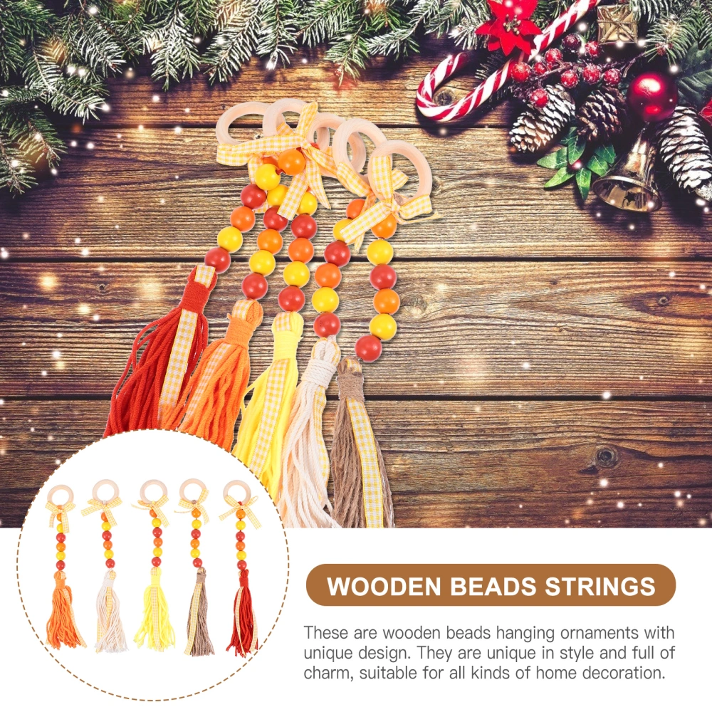 5pcs Tassel Wooden Bead Strings Party Decoration Pendants (Assorted Color)