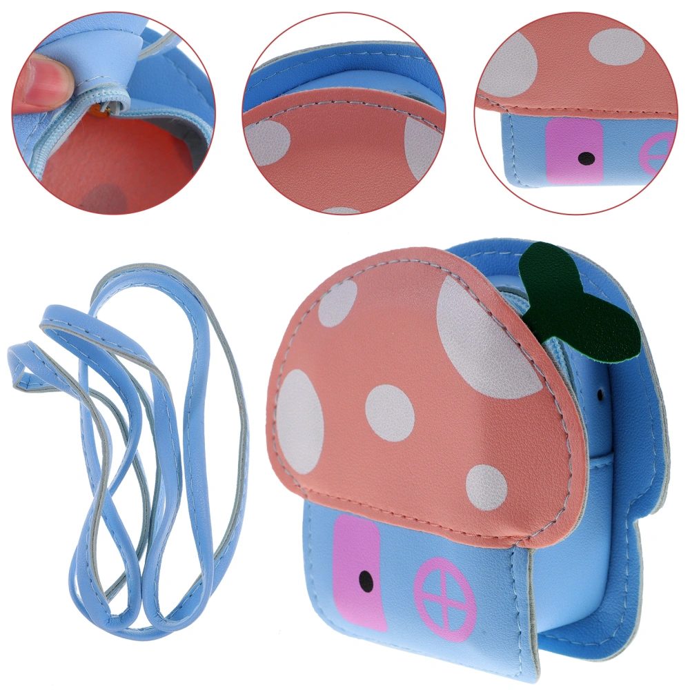 1pc Kids Mushroom Bag Cartoon Change Bag Coin Bag Fashionable Coin Purse Shoulder Bag for Kids Children (Light Blue)