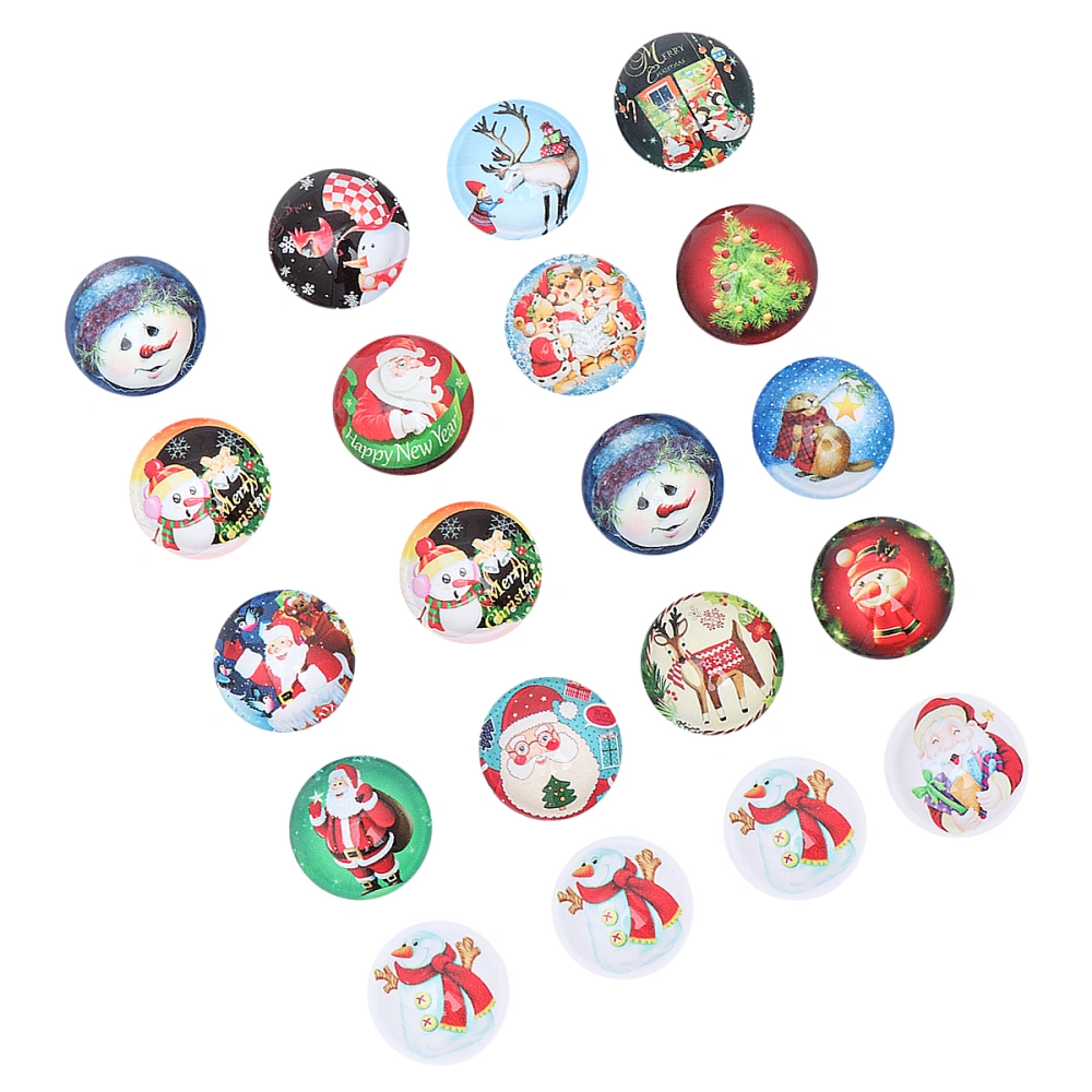 20pcs Christmas Pattern Tiles Glass Round Time Sticker DIY Jewelry Accessories Glass Supplies for Crafts Jewelry Making (10mm)