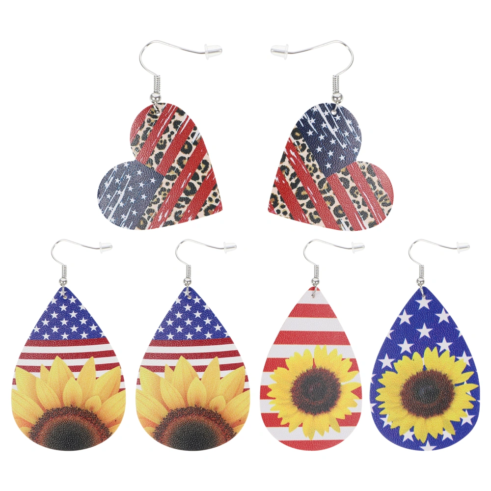 3 Pairs Holiday Earrings Leather Earrings for Women American Flag Earrings