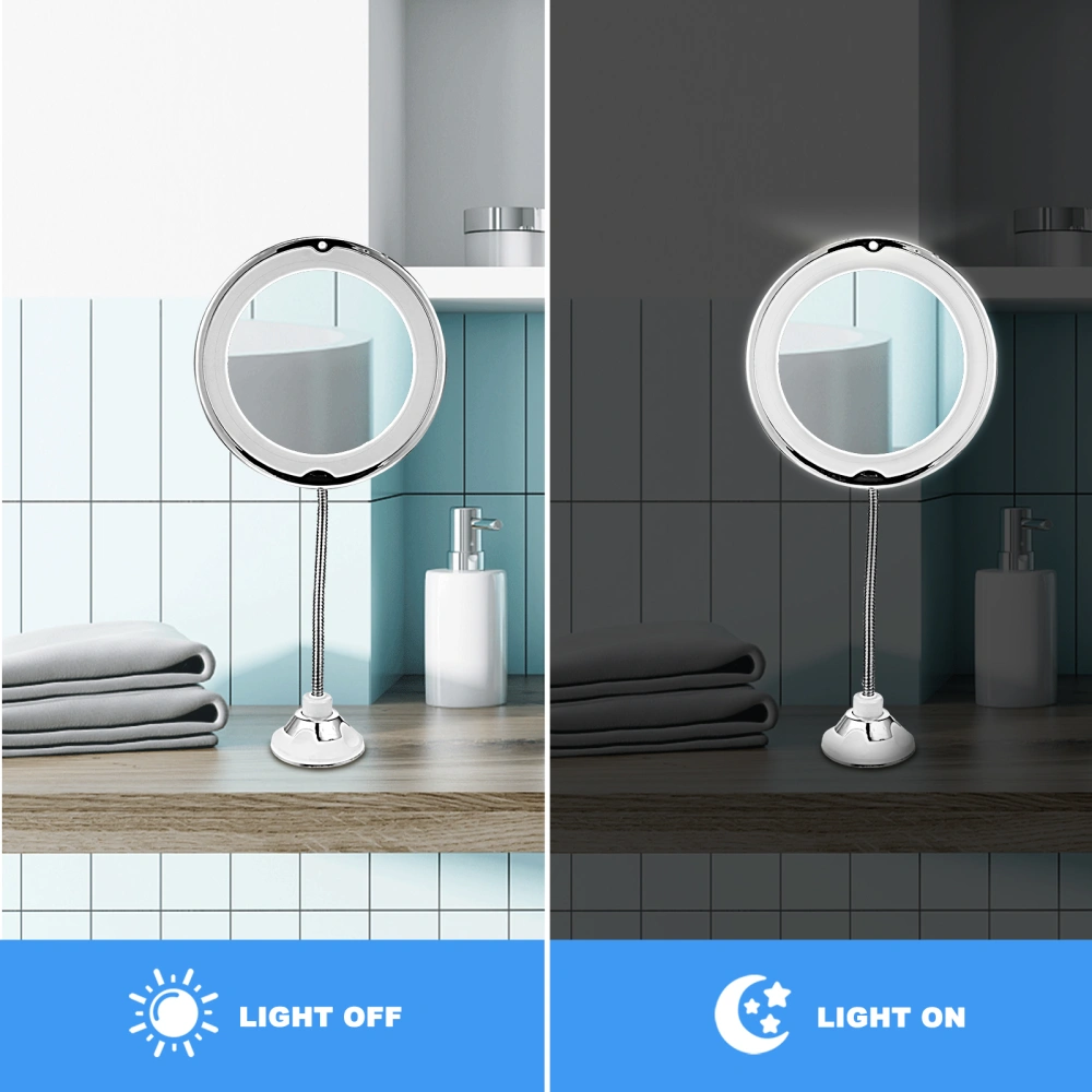 10X Magnifying Makeup Mirror with Suction Cup and LED Light Bathroom Mirror