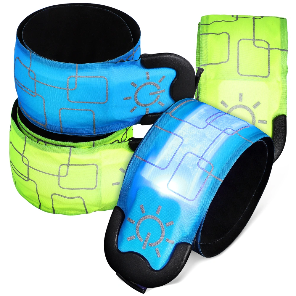 4 Pcs Upgrade LED Armbands for Running USB Rechargeable Reflective Slap Armbands Wristband