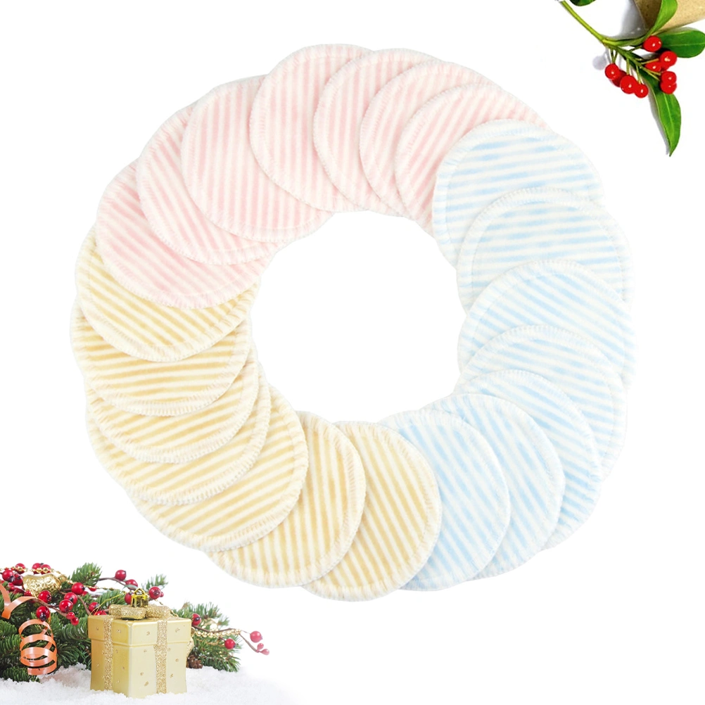 12pcs Makeup Remover Pads Bamboo Fiber Double Layer Reusable Facial Cleaning Pads (Khaki Sky-blue Pink for Each 4pcs)