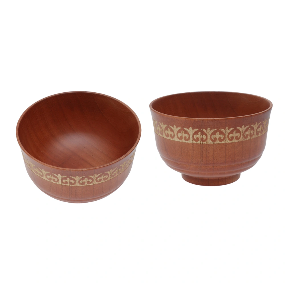 Japanese Style Wooden Rice Bowl Household Salad Cup Wood Soup Bowl for Dinner Kids Dessert - Size L