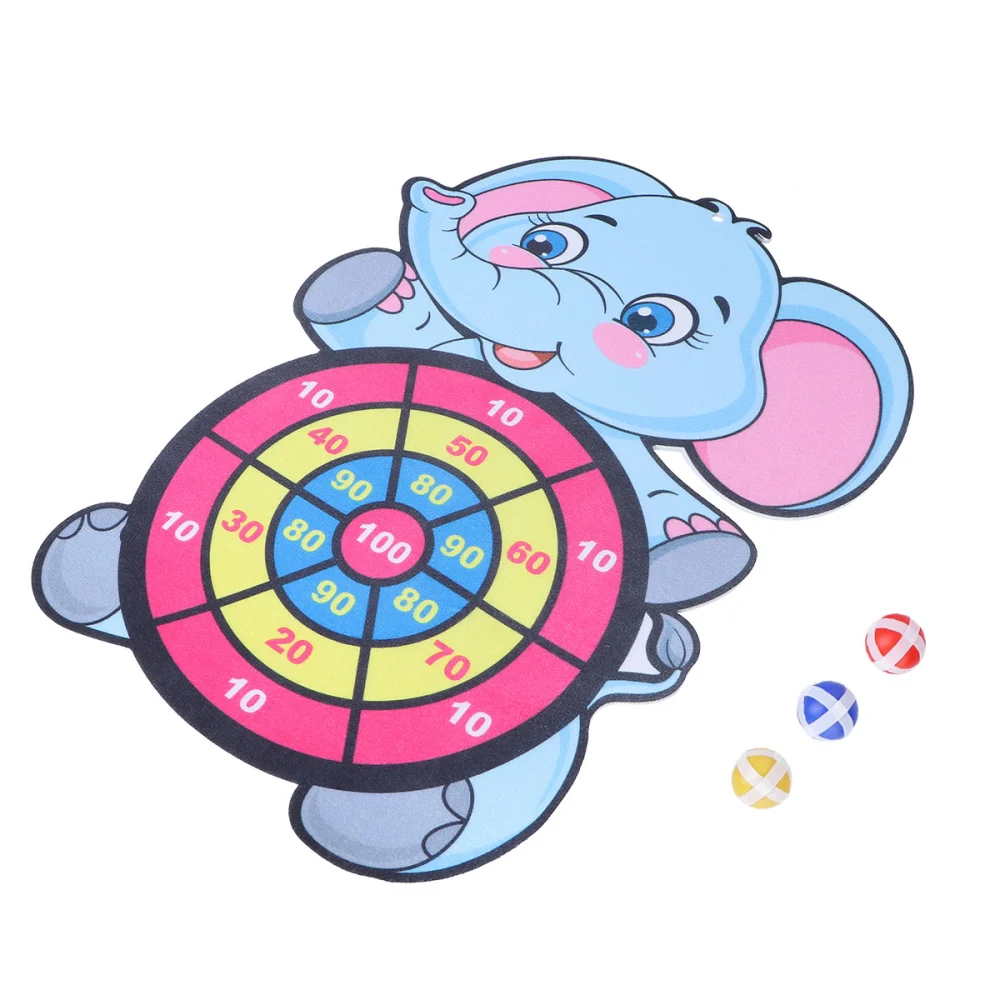 Children Cartoon Animal Dart Board Elephant Target Dart Accuracy Precision Target Kids Leisure Time Sports Accessories with 3 Balls 1 Suction Cup and 1 Strap