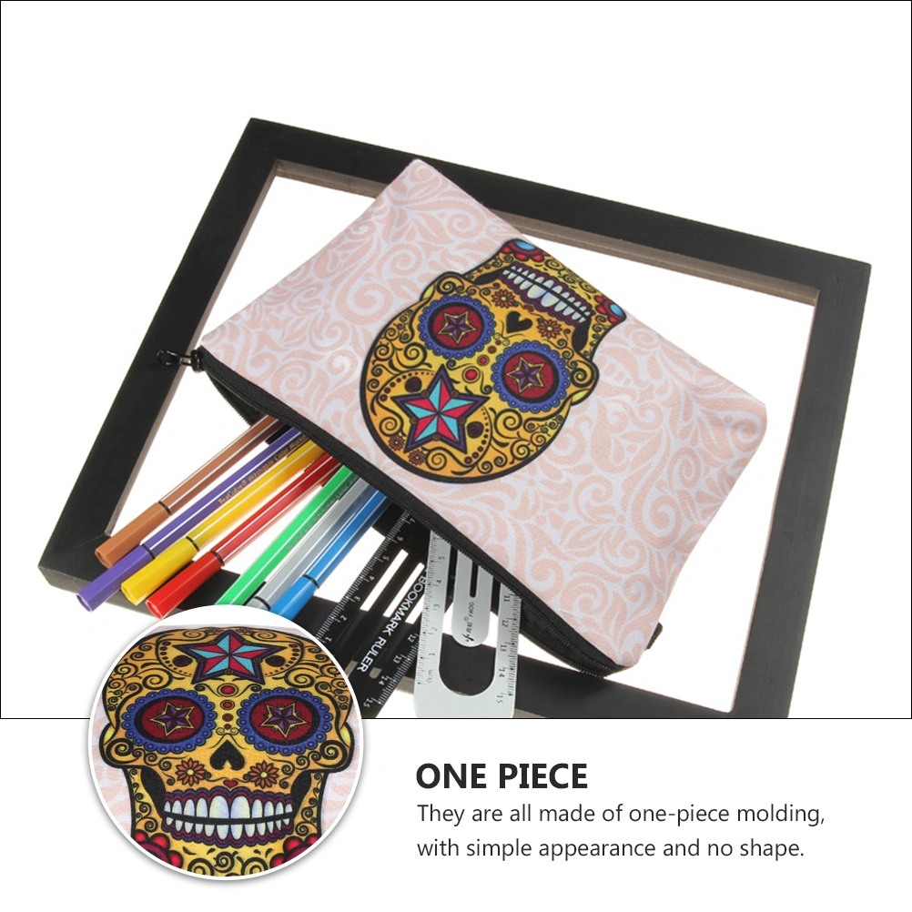 Polyester Cosmetic Bag 3D Printed Skull Pattern Makeup Bag for Home Travel