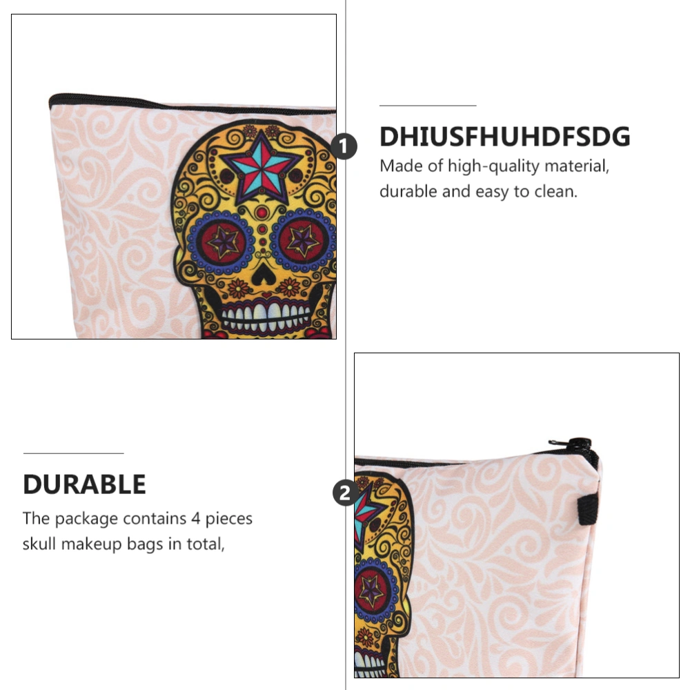 Polyester Cosmetic Bag 3D Printed Skull Pattern Makeup Bag for Home Travel