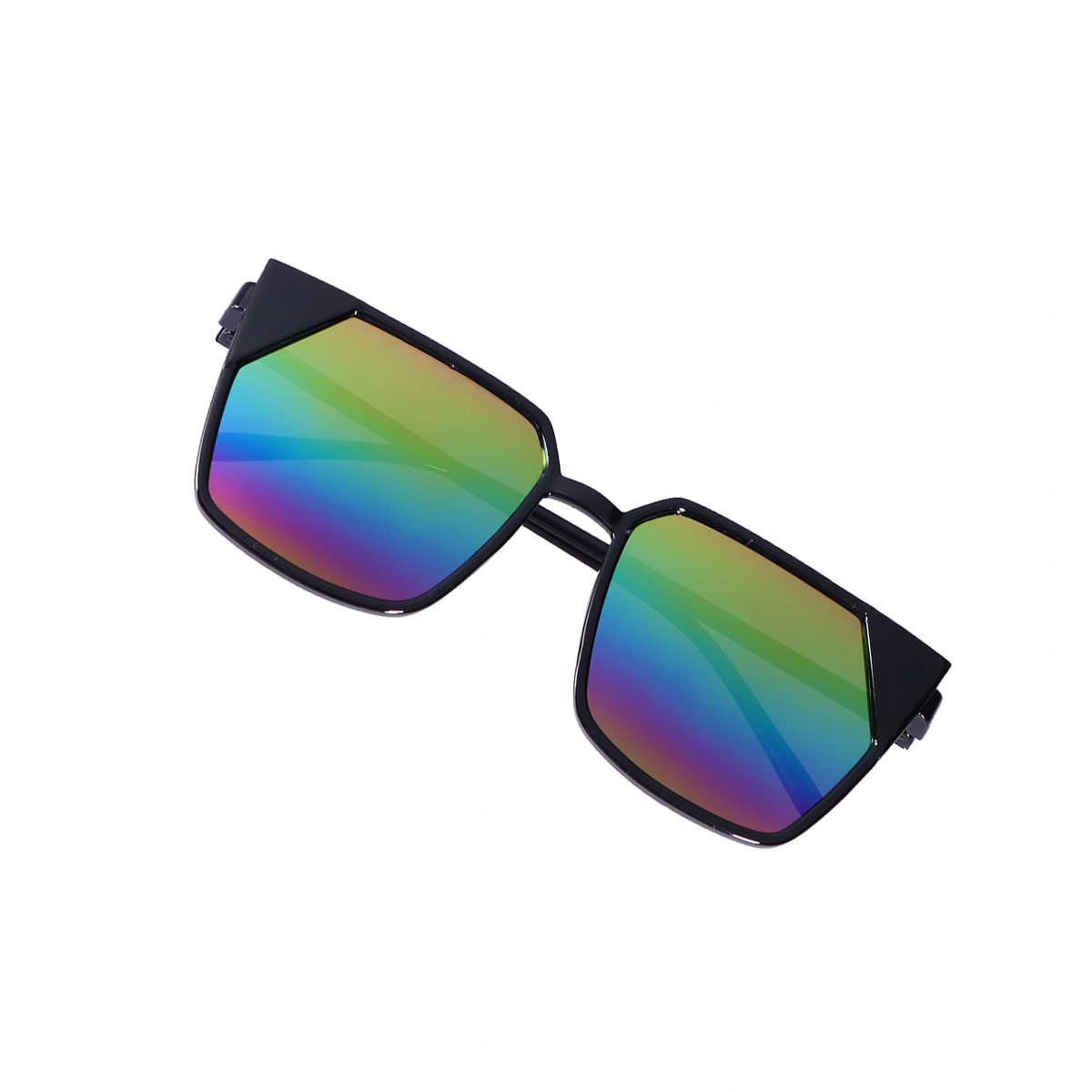 Fashion Men Women Sunglasses Driving Mirror Coating Goggles Glasses Oculos Eyewear Accessories (Black with Colorful Film)